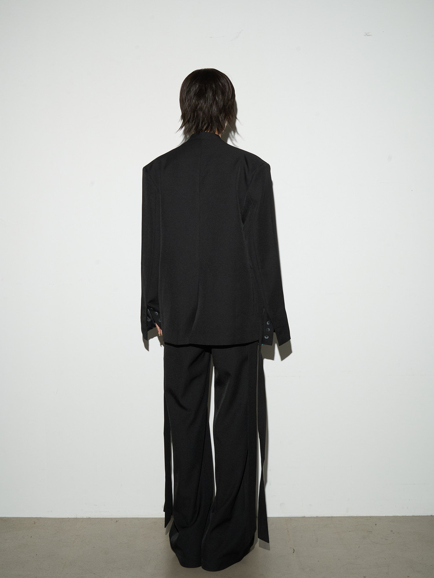 Wrap Tie Waist Tailored Jacket & Wide Leg Trousers Setup