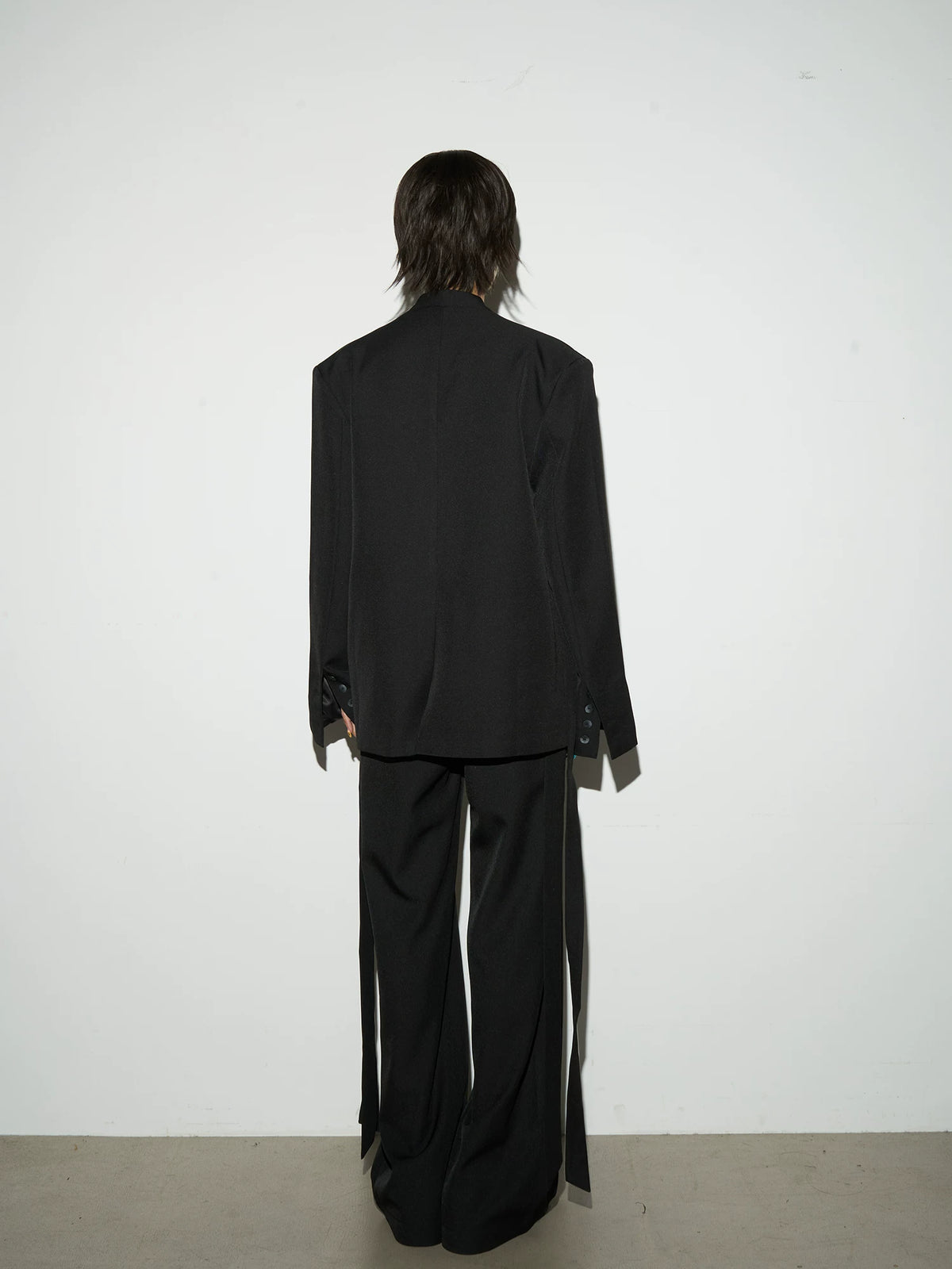 Wrap Tie Waist Tailored Jacket & Wide Leg Trousers Setup