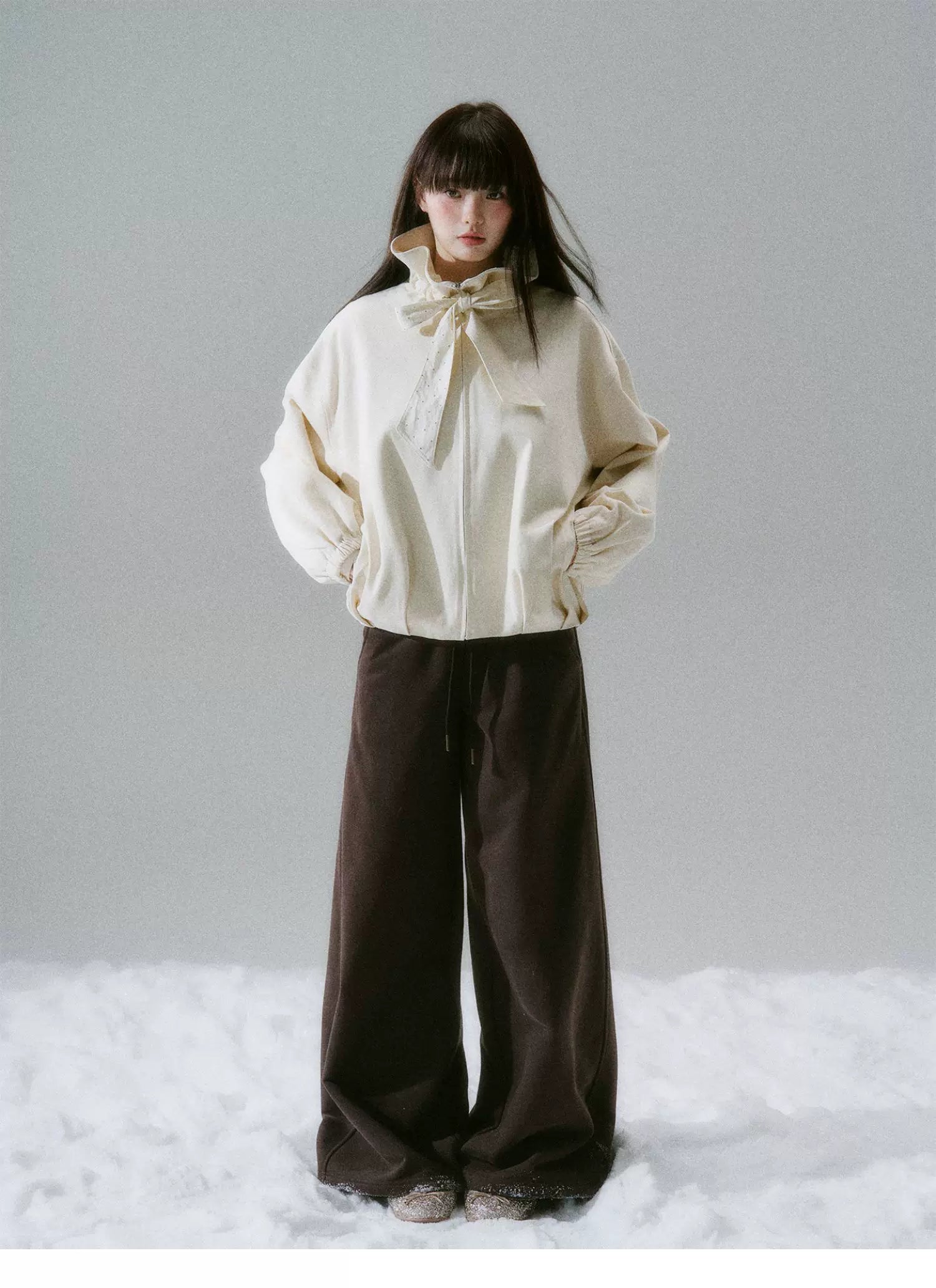 Bow Tie Collar Oversize Jacket