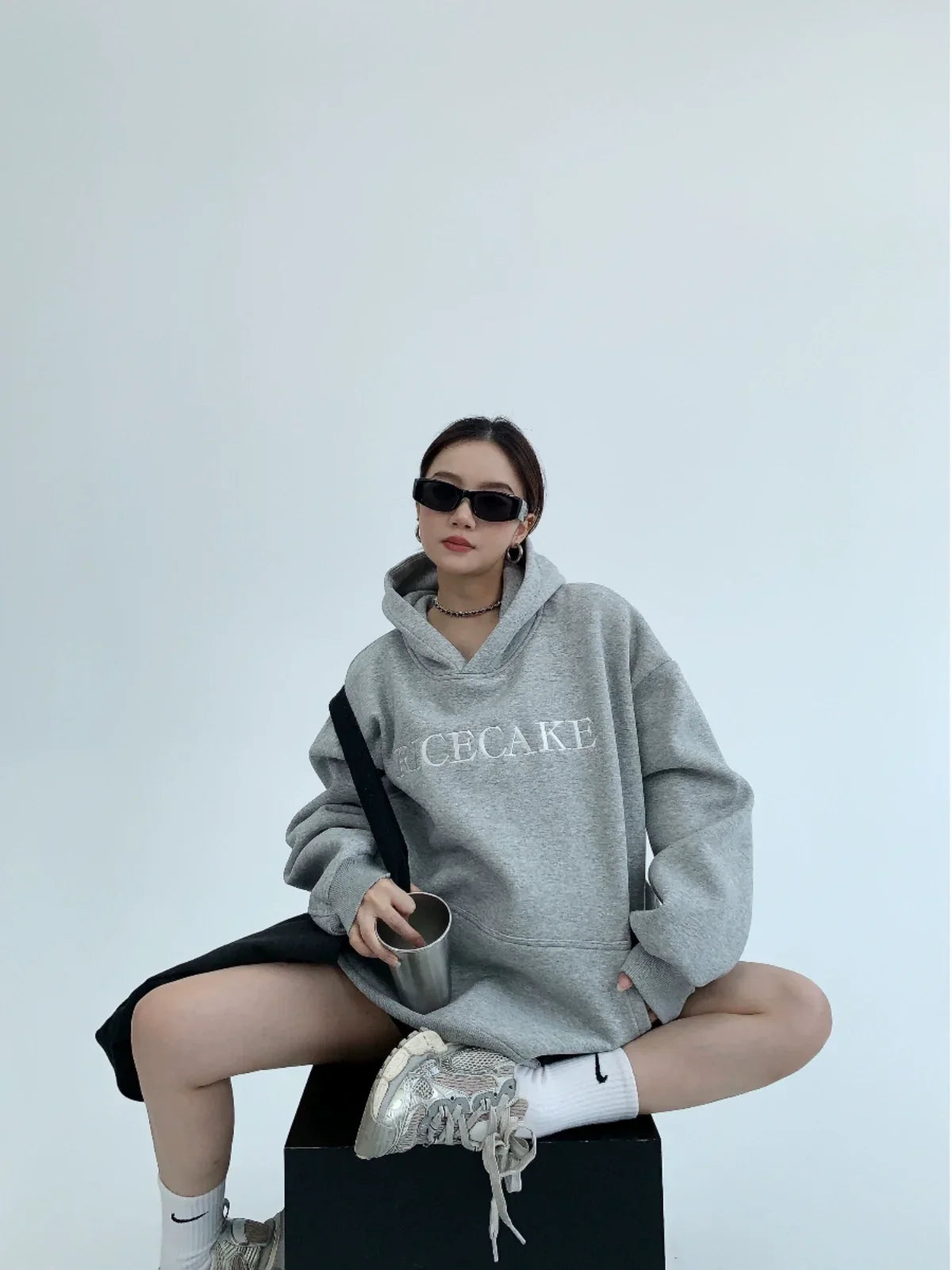 Flower Embroidery Oversized Hoodie