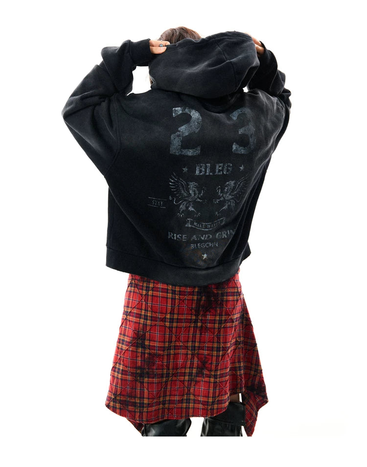 Paint Splash Graphic Print Oversize Zipper Hoodie