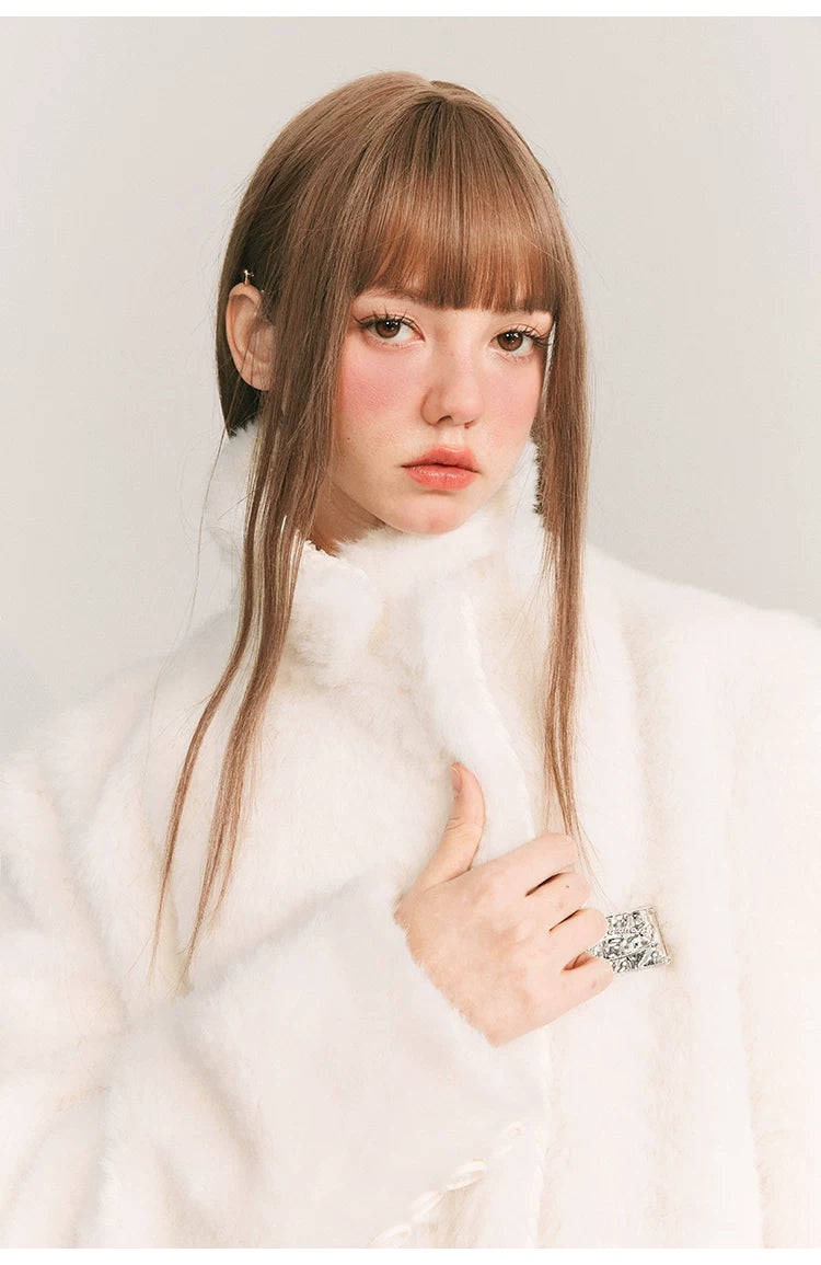 Loose Plain Fake Woolen Jacket