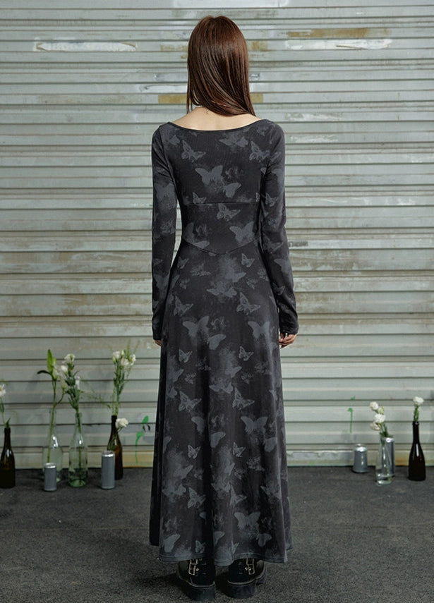 Robe longue à bretelles tie-dye papillon