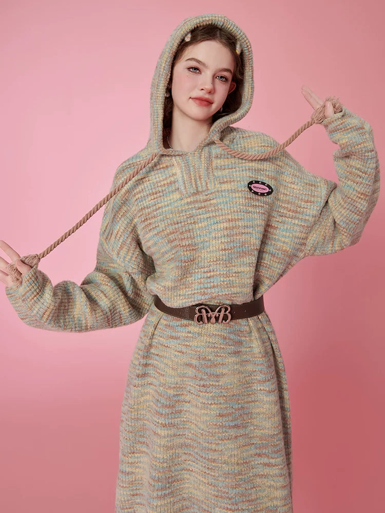 Hooded Knit Sweater Dress