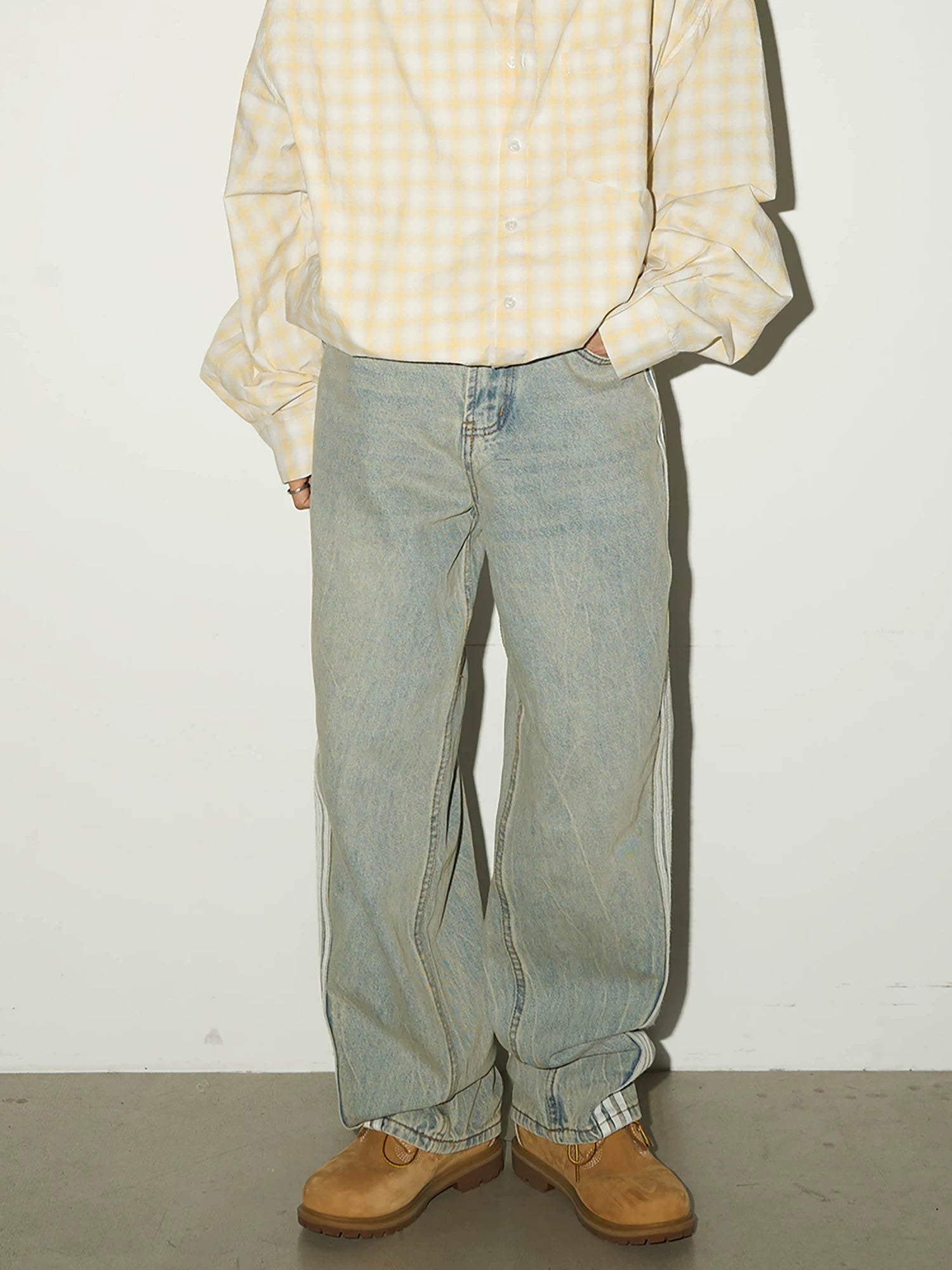 Three-Stripe Damage Denim Jeans