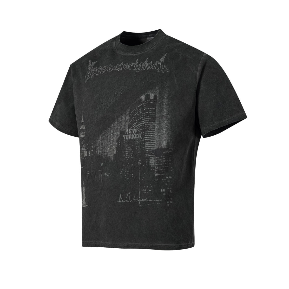 Washed City Print Short Sleeve T-Shirt