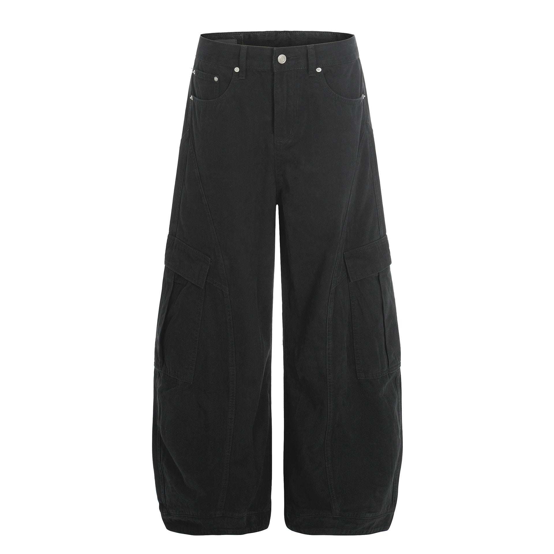 Washed Multi Pocket Curved Cargo Pants