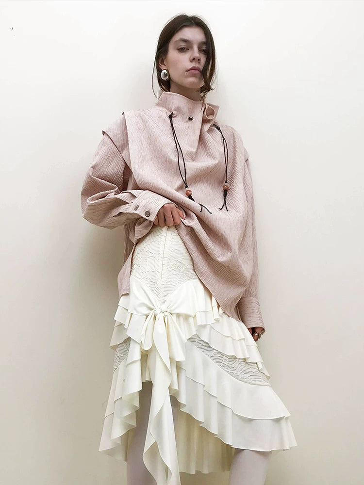 Wrinkle Design Long Sleeve Shirt