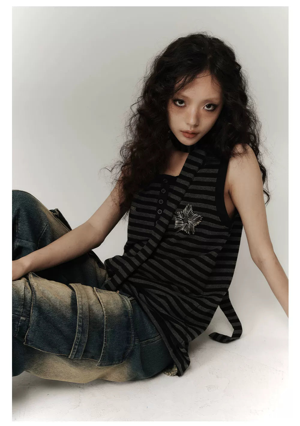 Star Stripe Oversize Long Sleeve T-Shirt & Tank Top
