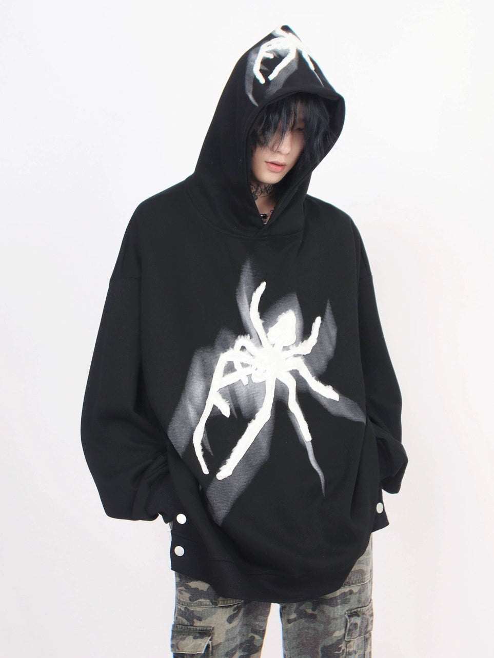 Vintage High Street Spider Embroidery Hoodie