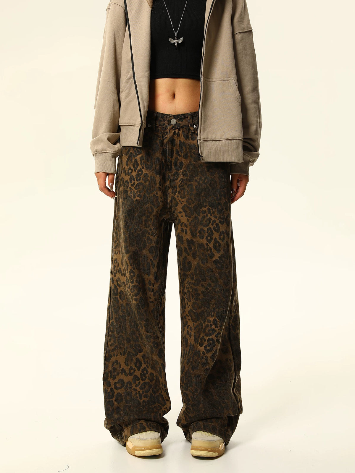 Leopard Print Denim Jeans