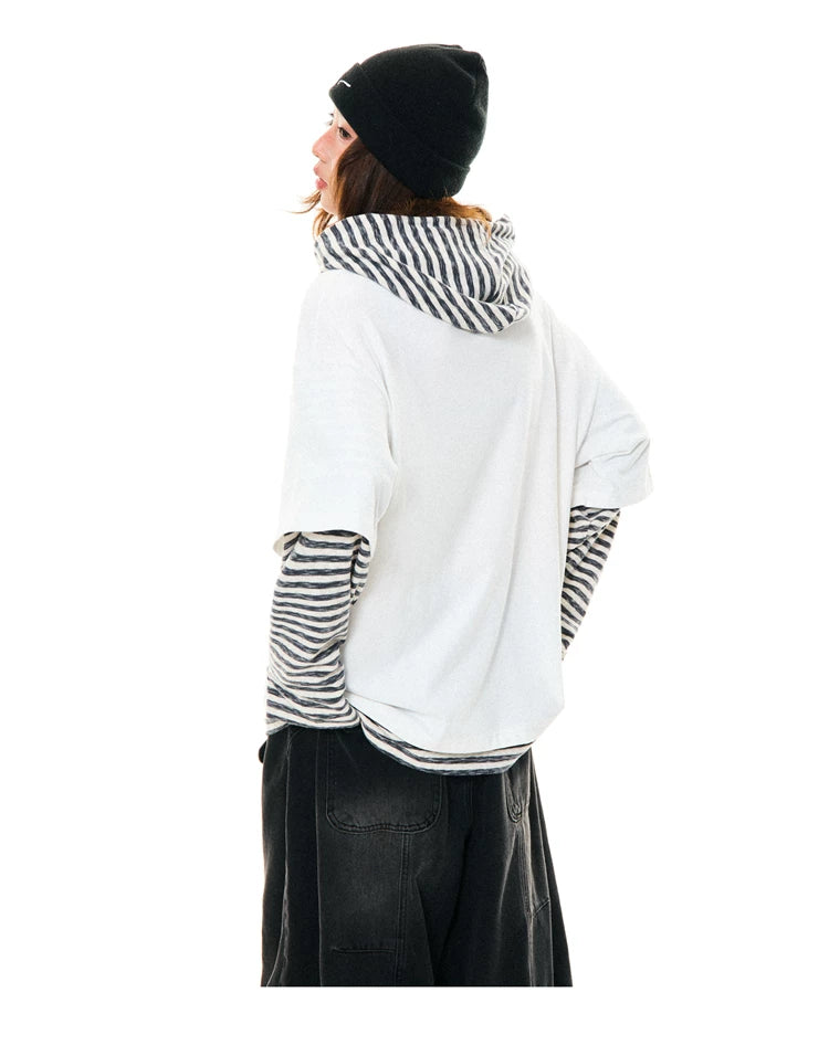 Flower Graphic Layered-Look Hoodie