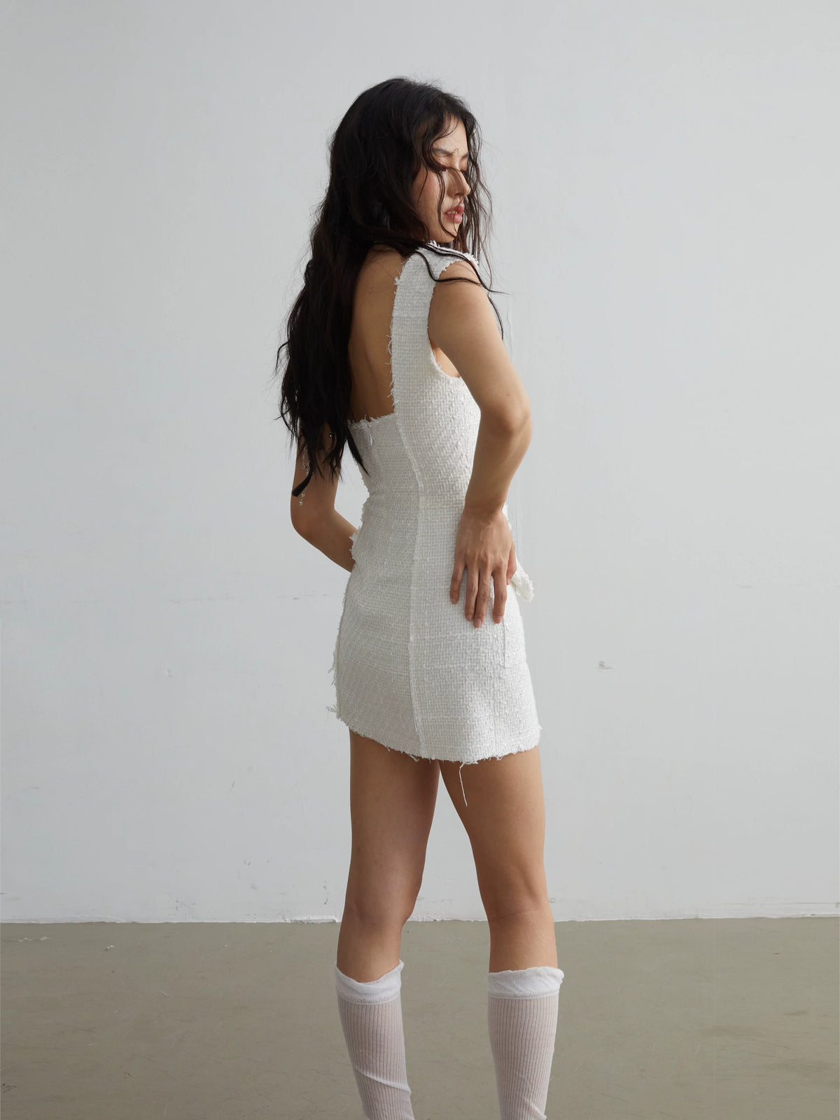 Tweed Sleeveless Short Dress