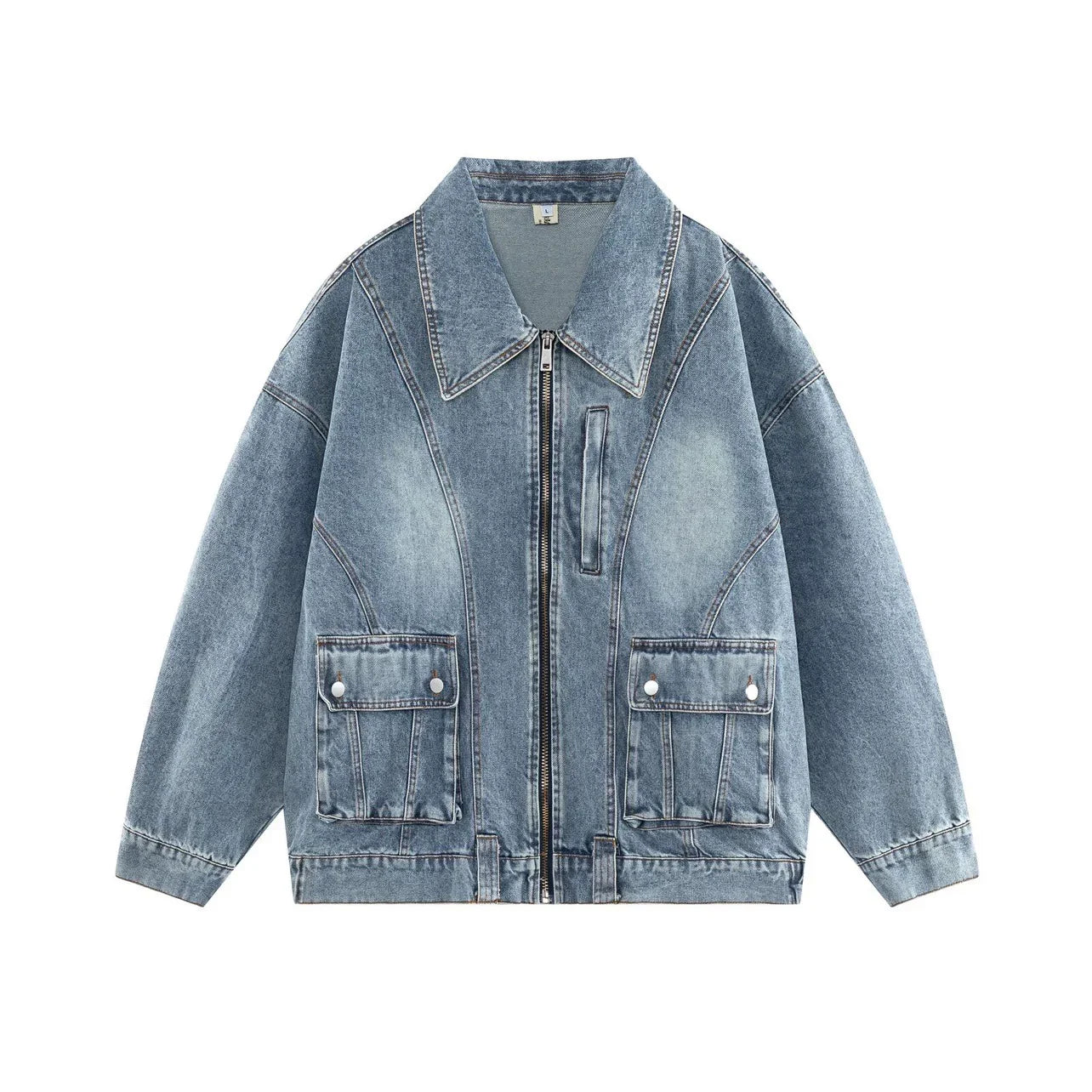 Oversize Zipper Denim Jacket