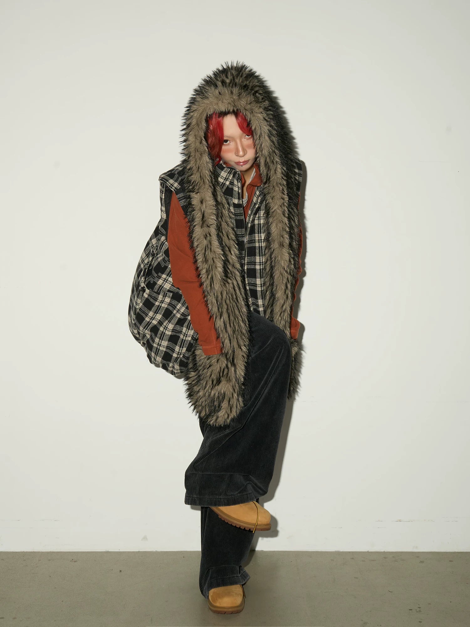 Fake Fur Pocket Design Scarf