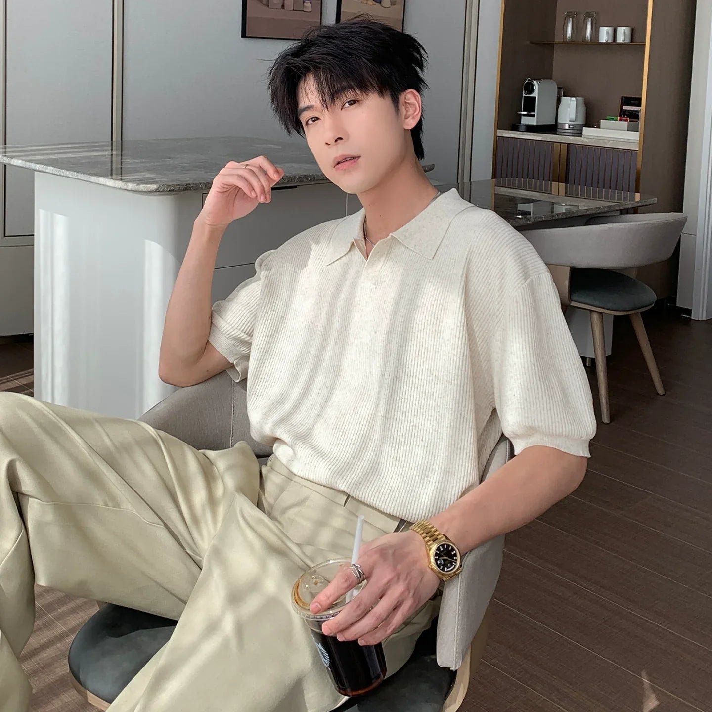 Cooling Tencel Linen Short Sleeve Polo Shirt