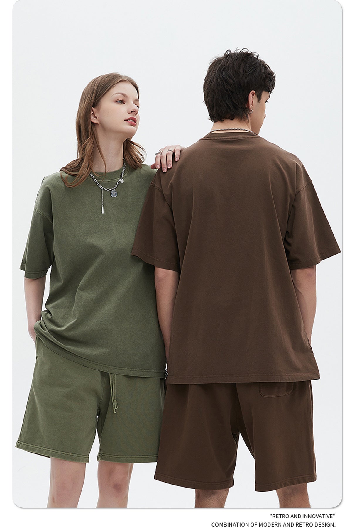 Oversize Washed Short-sleeve-T-shirt & Washed Short Sweatpants Setup