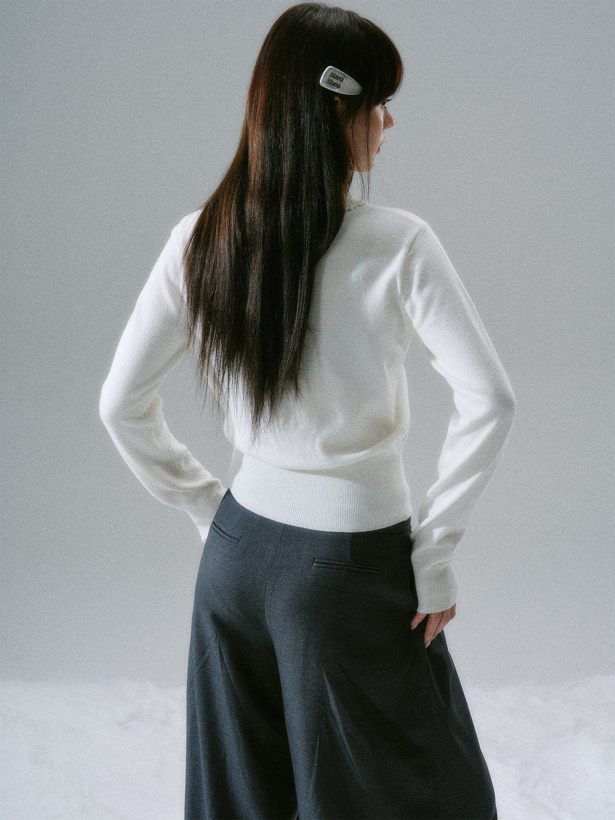 Handmade Crochet Crew Neck Slimming Polo Knit Sweater