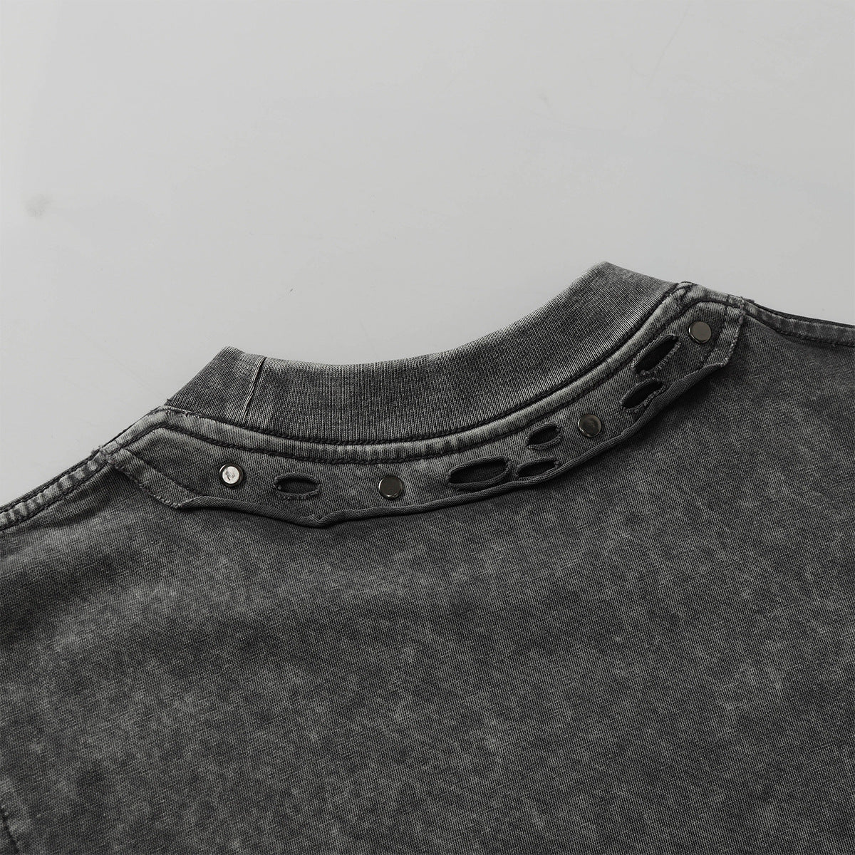 Heavy Washed Fade Stitching Short Sleeve T-Shirt