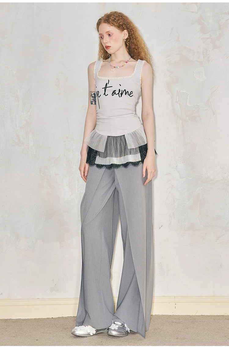 Wide Leg Floor Dropping Trousers