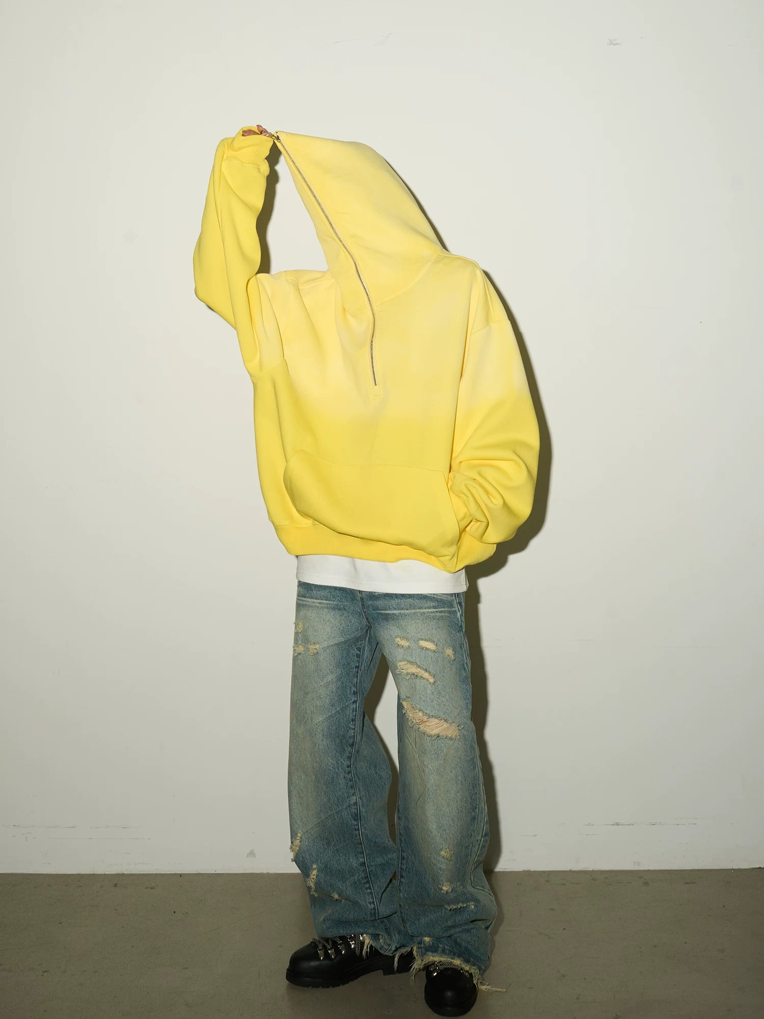 Gradient Half-Zip Design Hoodie