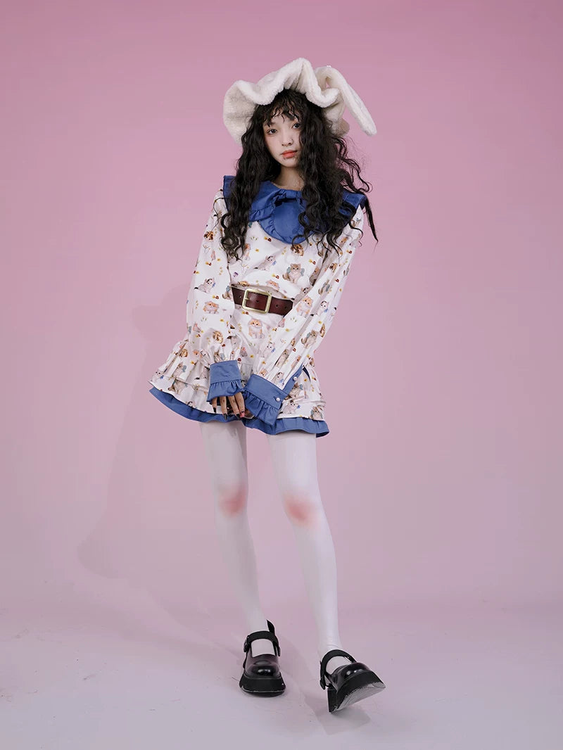 Flower Print Bow Skirt Na8271-K