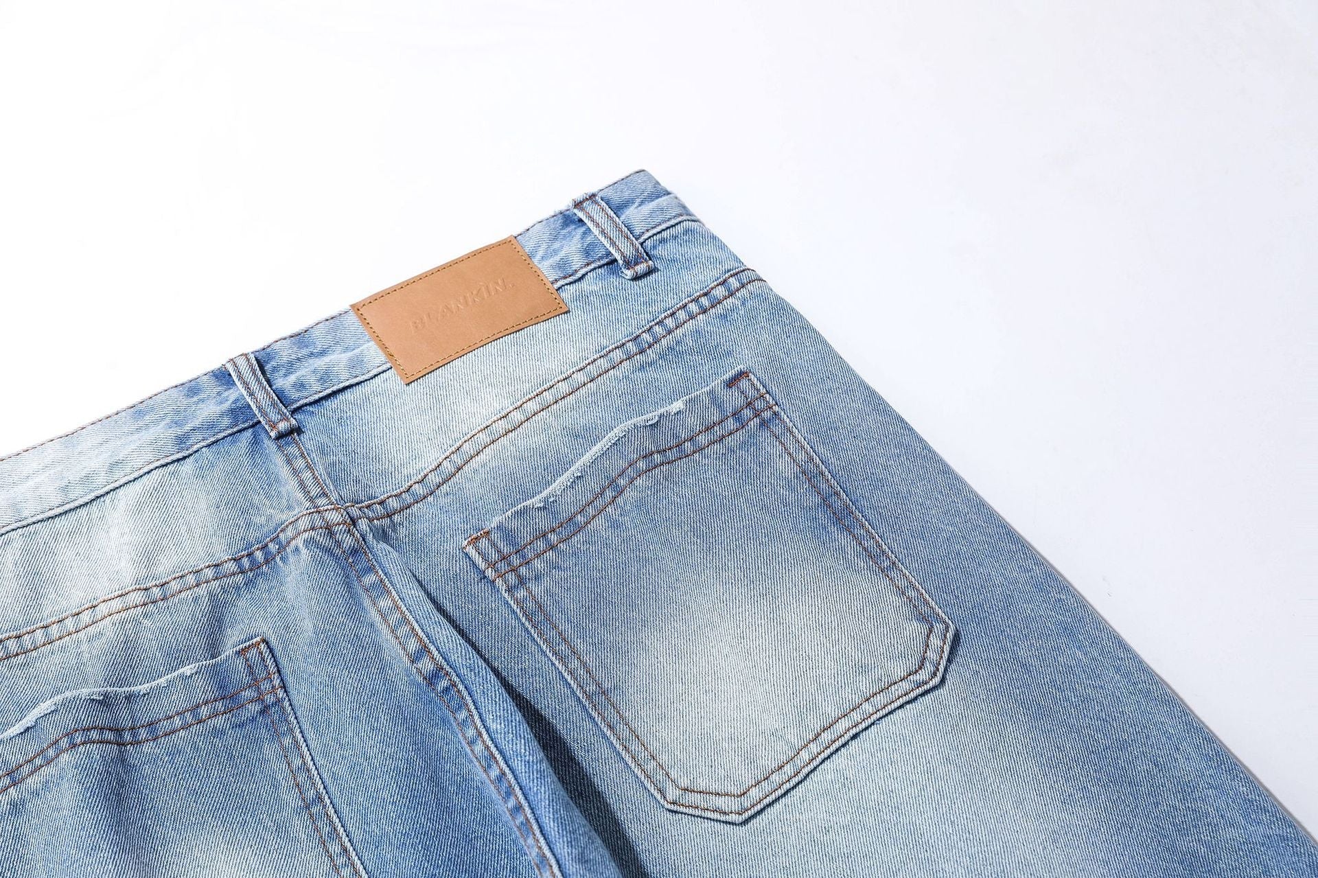 Washed Damage Wide Leg Flare Denim Jeans