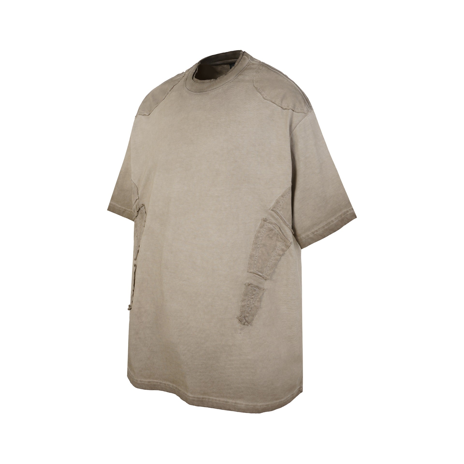 Utility Patchwork Washed Damage Short Sleeve T-Shirt