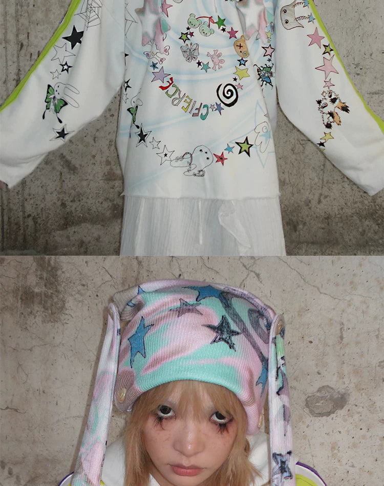 Bonnet en tricot à motif de crâne de lapin