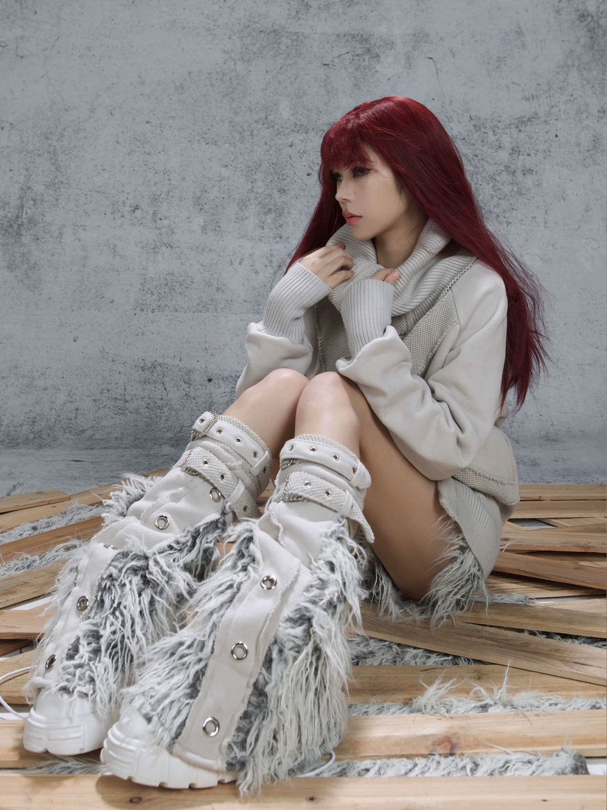 Patchwork Heavy-Duty Punk Short Pants & Leg Cover
