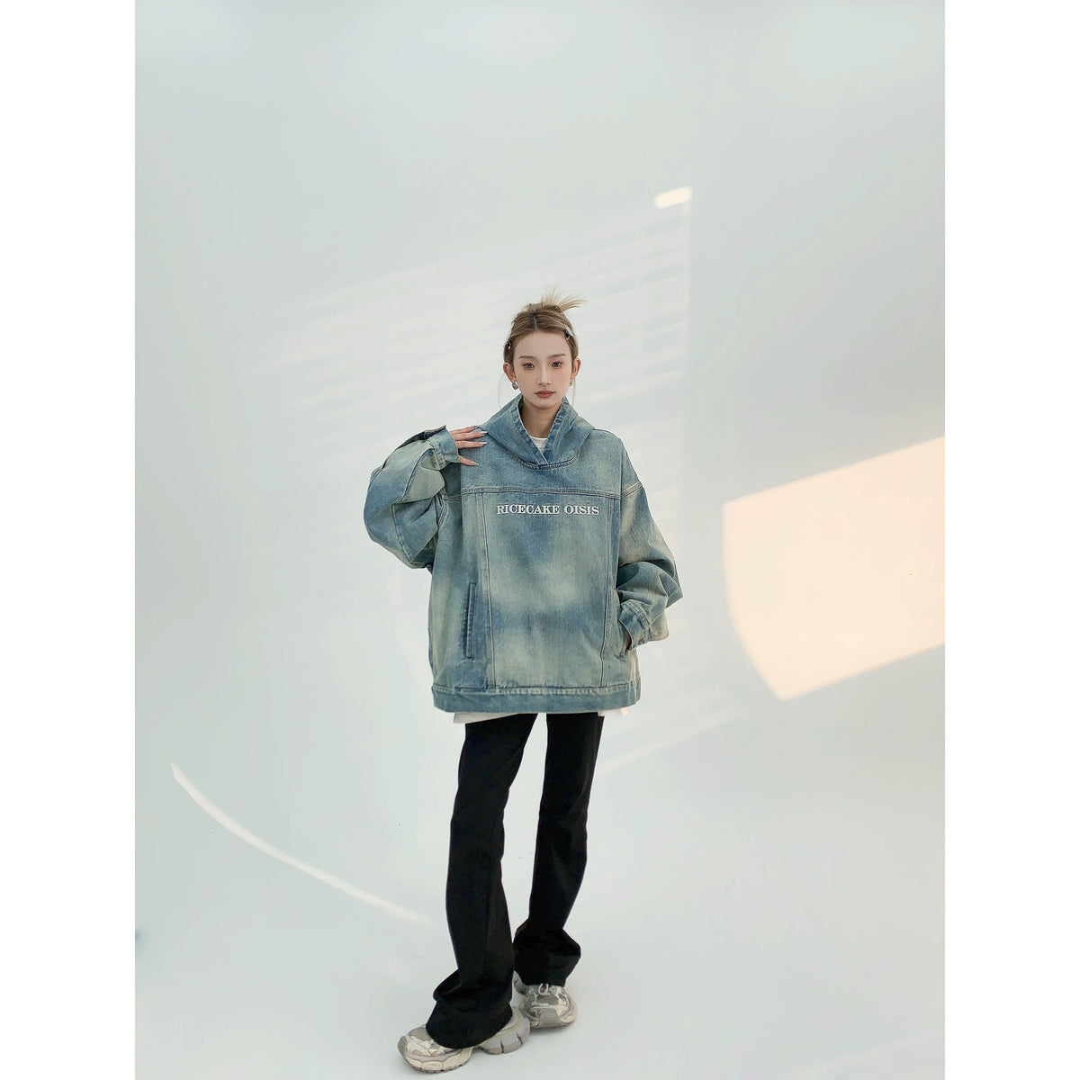 Sweat à capuche en jean oversize
