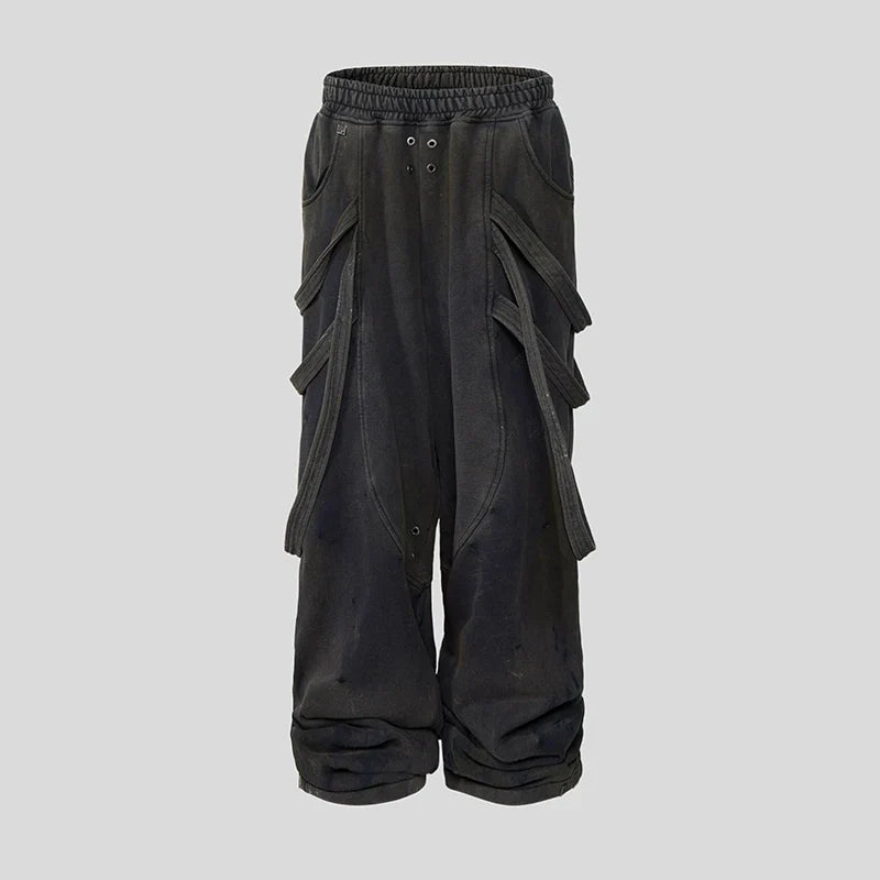 Washed Double Zipper Hoodie &Wide Leg Washed Sweatpants Setup