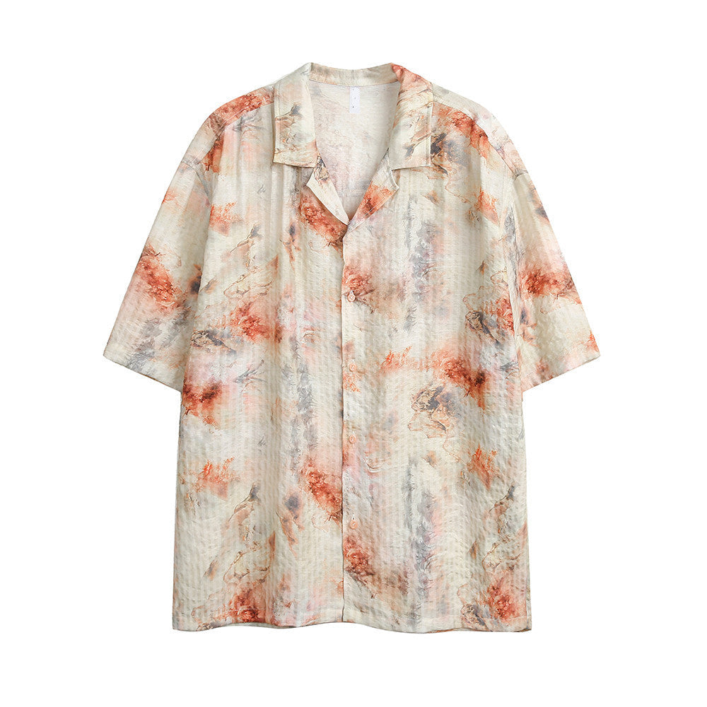 Ink Painting Tie-Dye Short-Sleeved Shirt