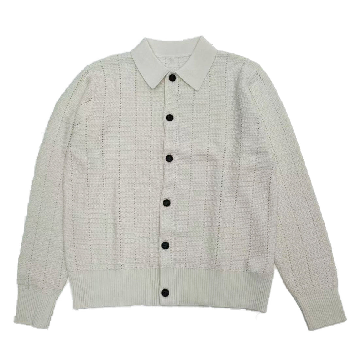 Hollow Textured Lapel Knit Cardigan