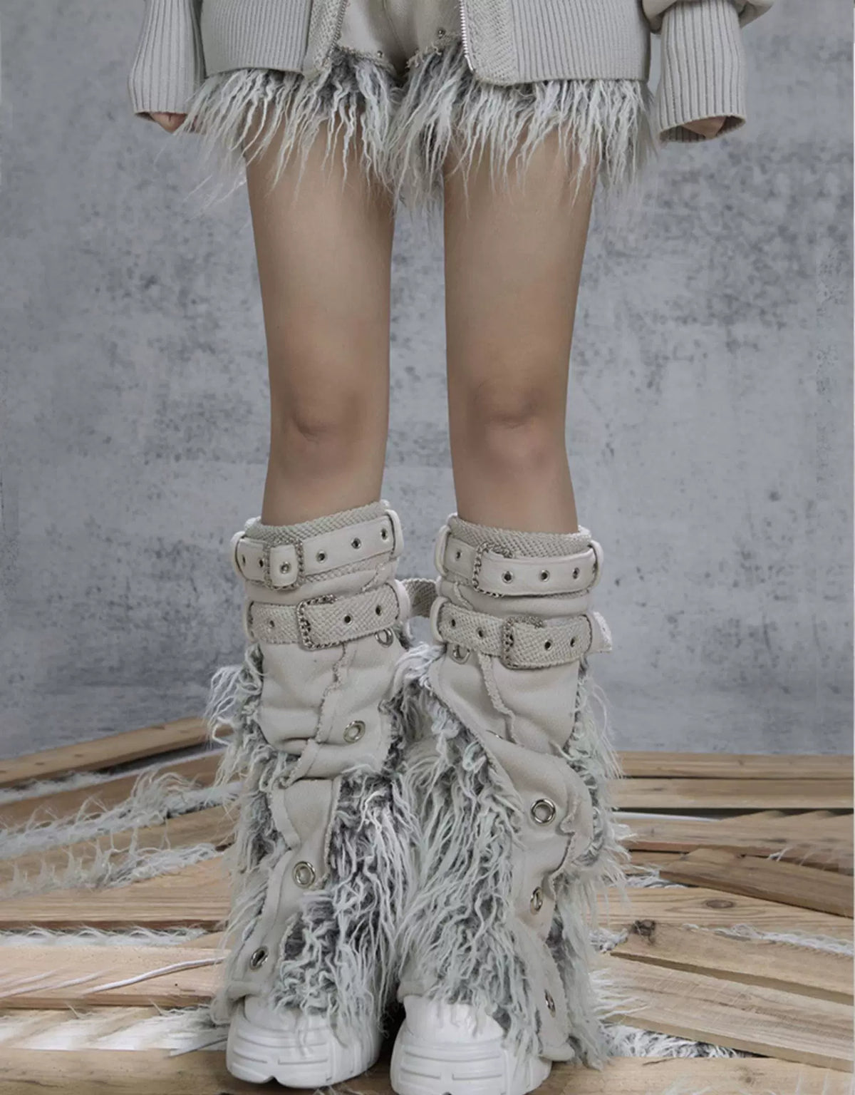 Patchwork Heavy-Duty Punk Short Pants & Leg Cover