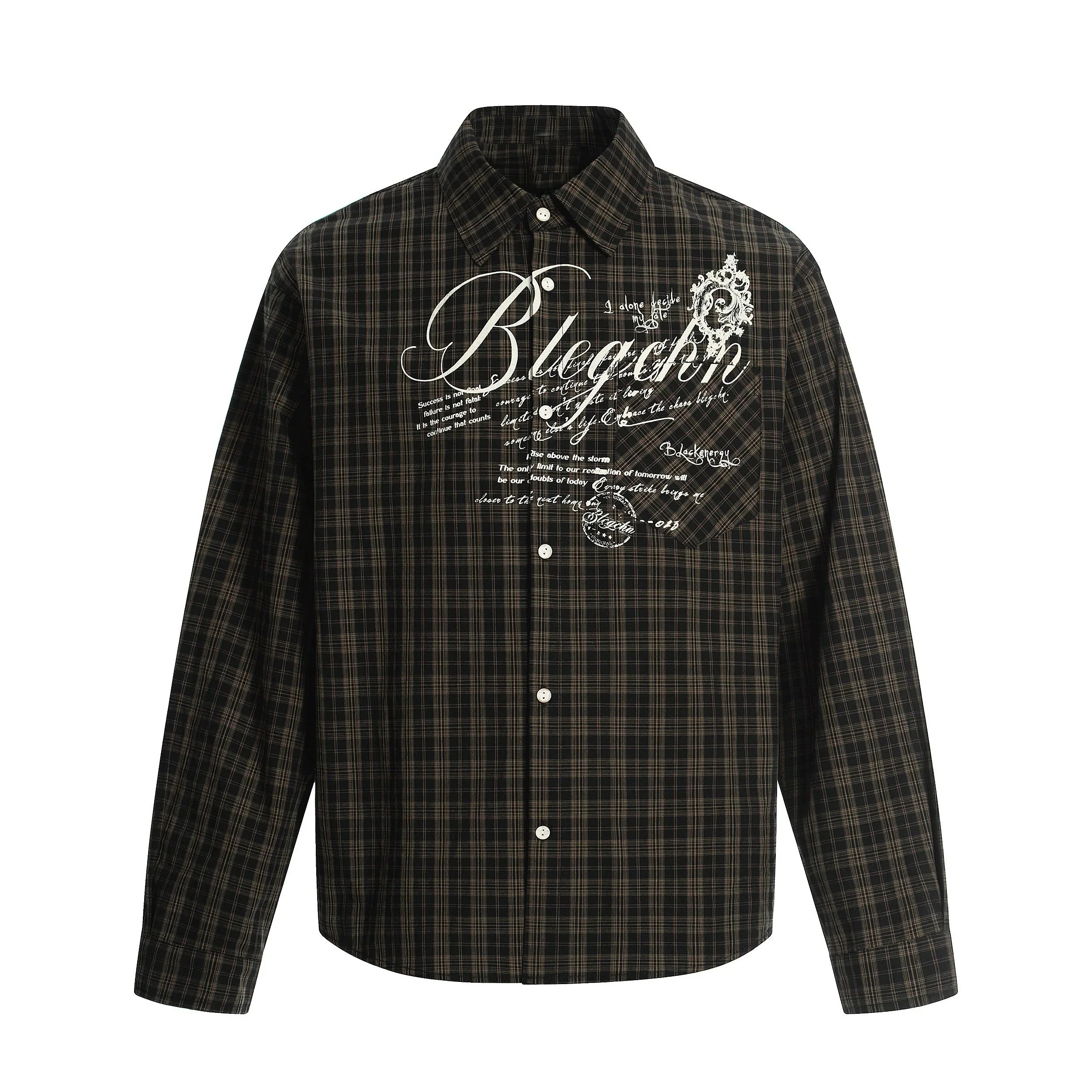 Print Oversize Plaid Long Sleeve Shirt