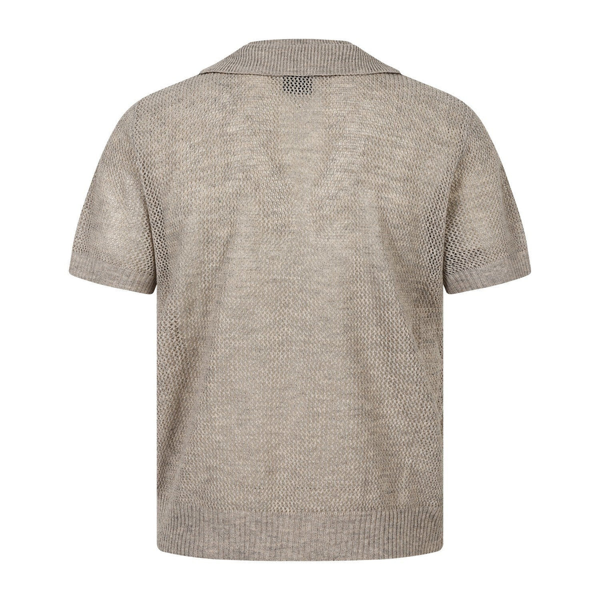 Openwork Short Sleeve Knit Polo Shirt