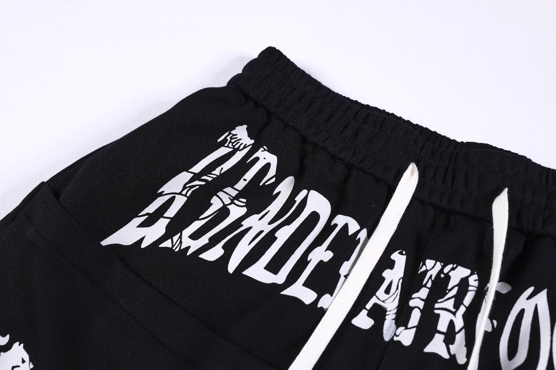Graphic Print Panel Curved Wide Leg Sweatpants