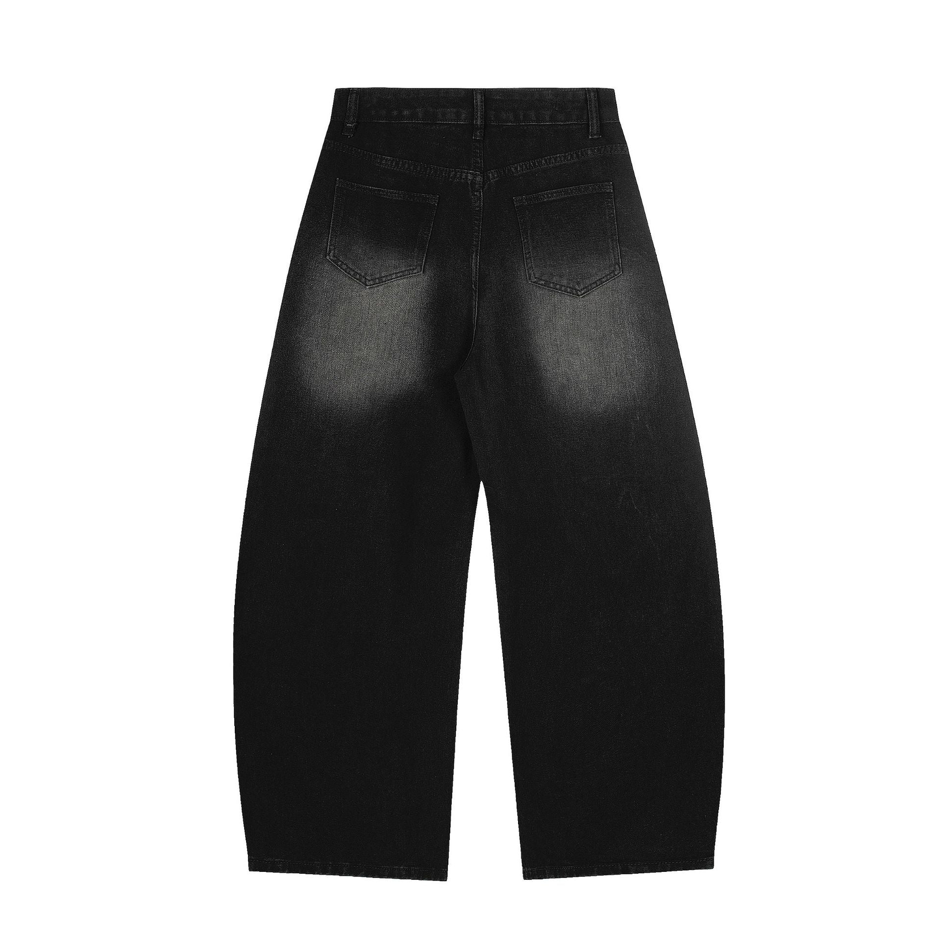 Washed Embroidery Wide Leg Denim Jeans