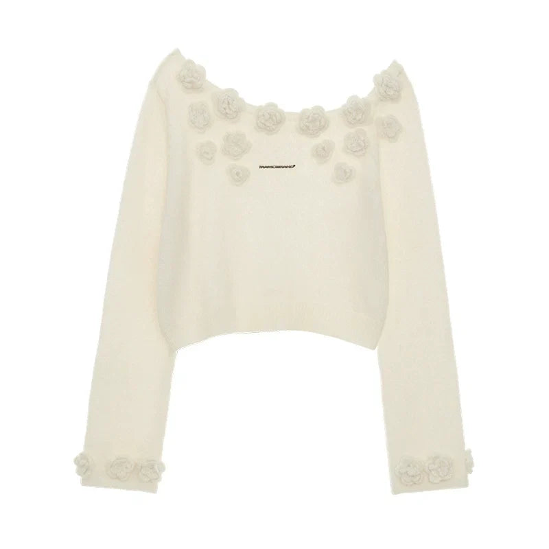 Rose Slanted Shoulder Knit Sweater