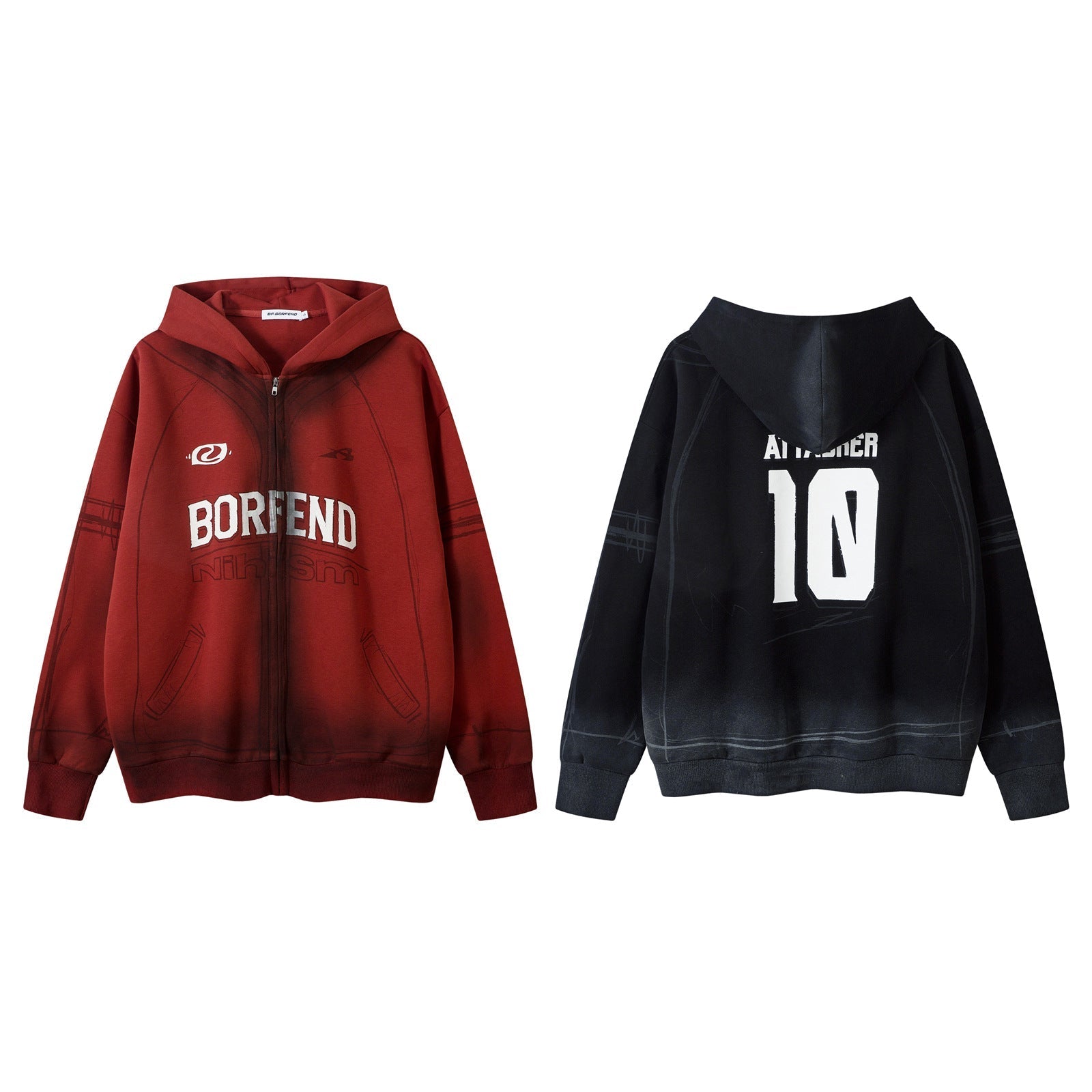Washed Spray-Paint Letter Print Oversize Pullover Hoodie