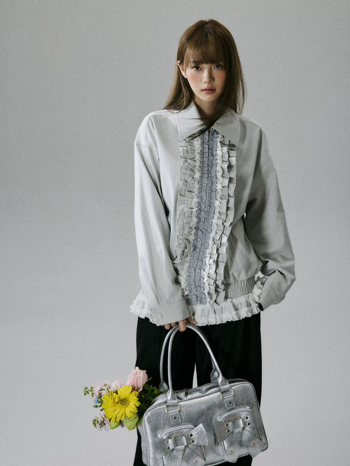 Ruffled Lace Detail Jacket