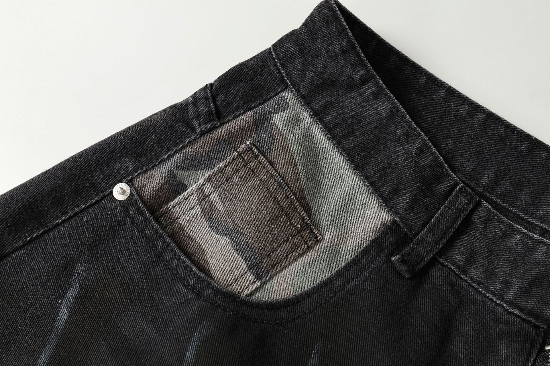 Butterfly Print Camouflage Wide Leg Denim Jeans