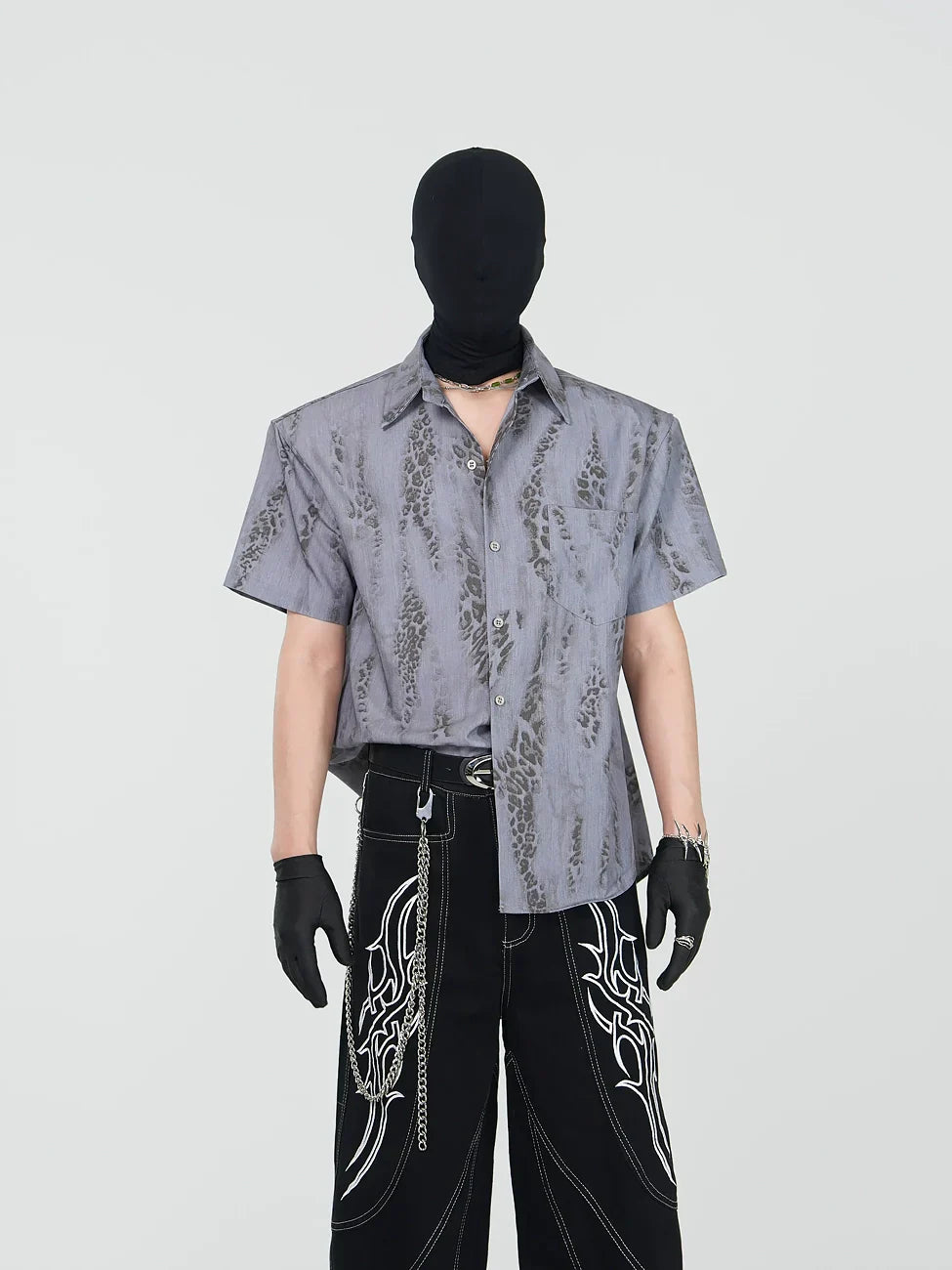 Snake Print Oversize Short Sleeve Shirt