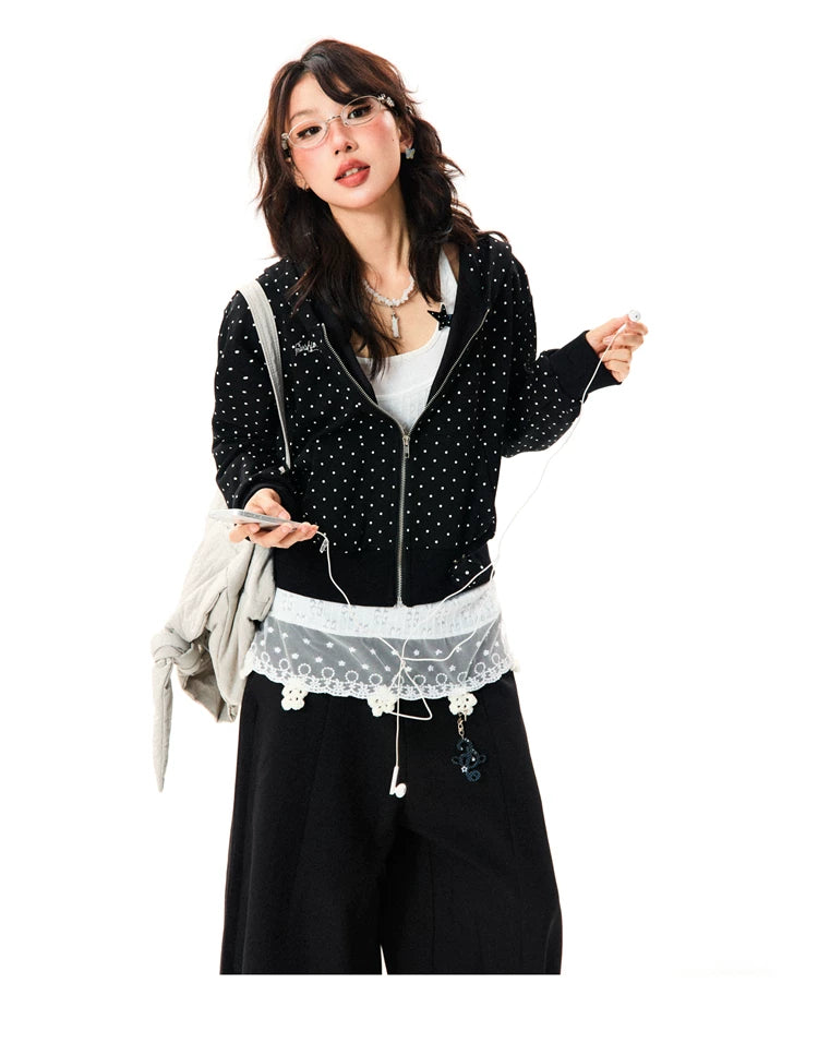 Polka Dot Zipper Hoodie
