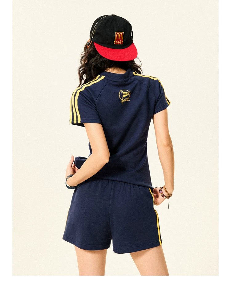 Stripe Letter Print Short Sleeve T-Shirt & Short Pants Setup