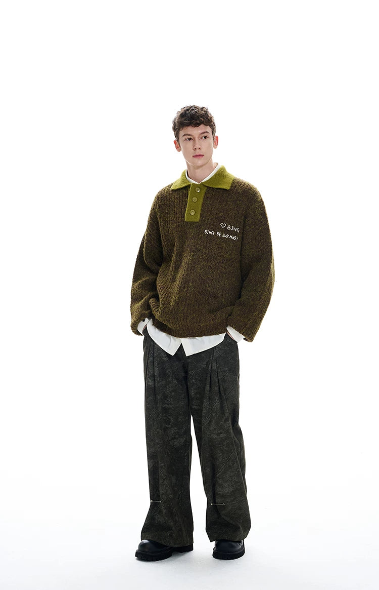 Pullover Polo Knit Sweater