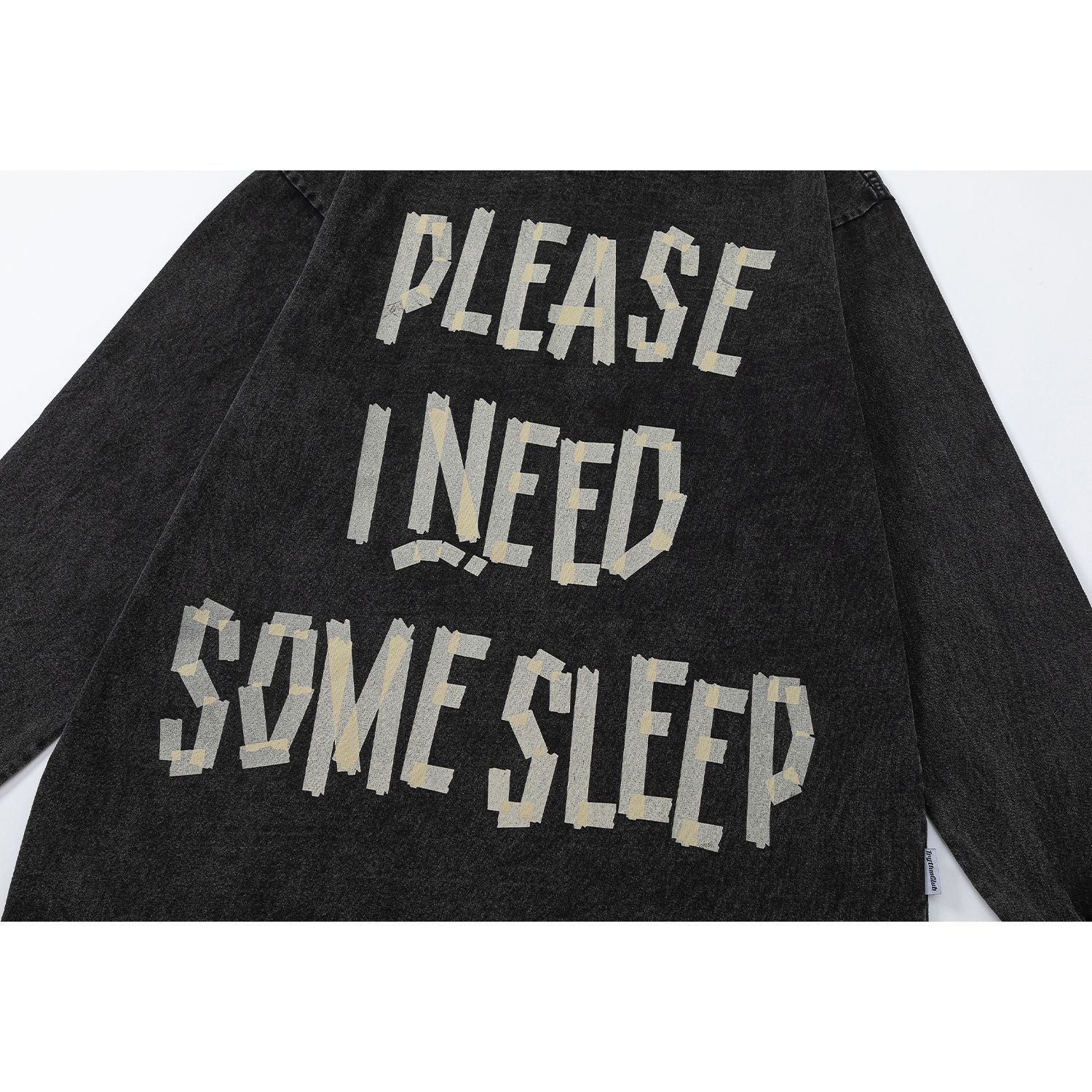 Washed Letter Print Oversize Long Sleeve T-Shirt