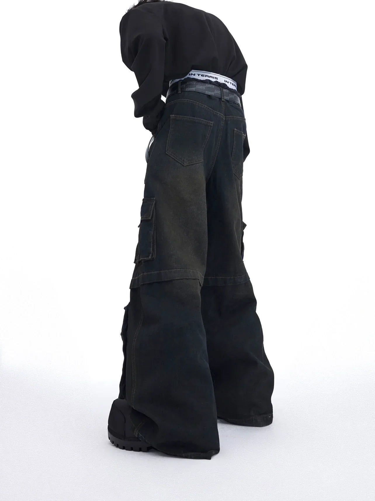 Zipper Wash Denim Jacket & Large Pocket Workwear Denim Jeans Setup