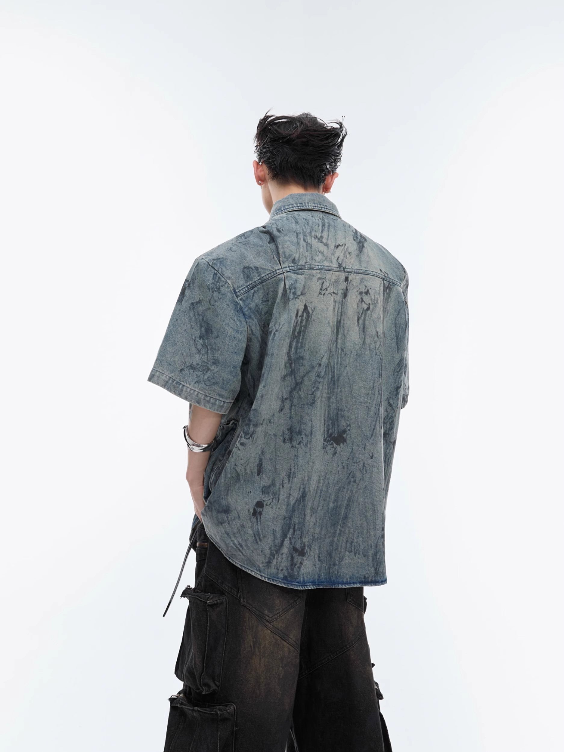 Oversize Paint Denim Shirt Jacket